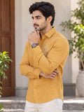 Men's Mustard Yellow Printed Poly Cotton Casual Shirt for Men