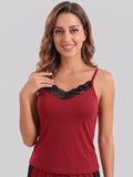 Women's Maroon Lace Trim Camisole & Shorts Nightwear Set ( 194 )