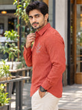Men's Red Bird Graphic Poly Cotton Full-Sleeve Casual Shirt