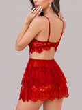 Women's Floral Lace Babydoll Lingerie Set | Elegant Sleeveless Nightwear Dress ( 271 )
