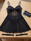 Women's Lace Mesh Babydoll Nightdress with Matching Thong ( 535 )