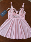 Women's Lace Mesh Babydoll Nightwear Set with Matching Thong ( 604 )