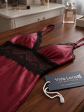 Women's Satin Lace Nightdress | Sleeveless V-Neck Babydoll Nighty for Women ( 491 )