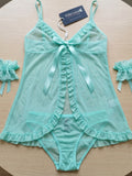 Women’s Sheer Babydoll Nightdress Set | Mesh Lace Lingerie with Panty (189)