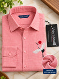 Men's Pink Crane Embroidered Poly Cotton Full-Sleeve Casual Shirt