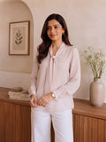 Women’s Elegant Crepe Bow-Tie Neck Full Sleeve Blouse – Stylish Formal & Casual Wear Top