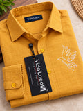 Men's Mustard Yellow Printed Poly Cotton Casual Shirt for Men