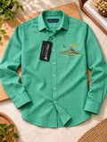 Men's Mint Green Mountain Graphic Poly Cotton Full-Sleeve Casual Shirt