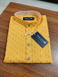Vida Loca Men’s Printed Cotton Blend Straight Kurta – Mustard Yellow