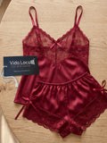 Women's Satin & Lace Cami Shorts Nightwear Set ( 301 )