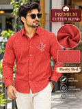 Men's Red Bird Graphic Poly Cotton Full-Sleeve Casual Shirt