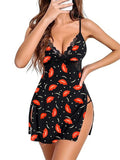 Women's Wine Lace Babydoll Nightdress | Sleeveless V-Neck Soft Nightwear ( 481 )