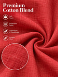 Men's Red Textured Mountain Embroidery Poly Cotton Full-Sleeve Casual Shirt