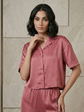 Women’s Dusty Rose Linen Lounge Co-ord Set | Relaxed Fit Nightwear & Casual Wear