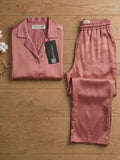 Women’s Dusty Rose Linen Lounge Co-ord Set | Relaxed Fit Nightwear & Casual Wear