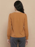 Women’s Crepe Formal Top | Elegant V-Neck Office Wear Blouse