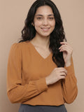 Women’s Crepe Formal Top | Elegant V-Neck Office Wear Blouse