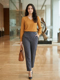 Women’s Crepe Formal Top | Elegant V-Neck Office Wear Blouse