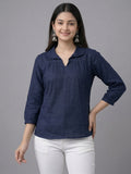 Vida Loca White Color Cotton Linen Fabric Women Tops