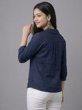 Vida Loca White Color Cotton Linen Fabric Women Tops