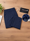 Women’s Navy Blue Cotton Twill High-Waist Wide-Leg Trousers
