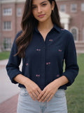 Women’s  Floral Embroidered Cotton Casual Shirt