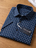 Men’s Navy Blue Printed Cotton Casual Shirt
