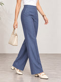 Women’s Royal Blue Cotton Twill High-Waist Wide-Leg Trousers