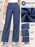 Women’s Royal Blue Cotton Twill High-Waist Wide-Leg Trousers