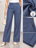 Women’s Royal Blue Cotton Twill High-Waist Wide-Leg Trousers