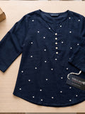 Women’s Viscose Navy Blue Heart Print Top | Full Sleeve Round Neck Casual Tunic | Comfortable Regular Fit