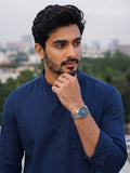 Men's White Self-Design Pure Cotton Straight Kurta | Mandarin Collar | Full Sleev