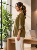 Women’s Rayon Embroidered Peplum Top –Ethnic Casual Wear with 3/4 Sleeves