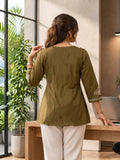 Women’s Rayon Embroidered Peplum Top –Ethnic Casual Wear with 3/4 Sleeves