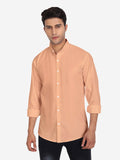 Men Pure Cotton Mandarin Collar Casual Shirt