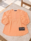 Women’s Orange Rayon 3/4 Sleeve Button-Detail Top