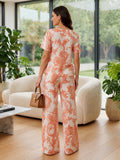 Women's Printed Cotton Night Suit Co-ord Set | Half Sleeve Top & Full-Length Pyjama | Soft & Breathable Loungewear