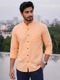 Men's White Self-Design Pure Cotton Straight Kurta | Mandarin Collar | Full Sleev