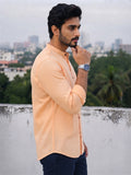 Men's White Self-Design Pure Cotton Straight Kurta | Mandarin Collar | Full Sleev