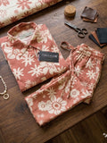 Women's Two Piece Set, Baby Orange, Shirts with Wide Leg Trousers, Full Sleeve