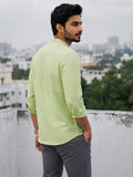 Men's White Self-Design Pure Cotton Straight Kurta | Mandarin Collar | Full Sleev