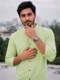 Men's White Self-Design Pure Cotton Straight Kurta | Mandarin Collar | Full Sleev