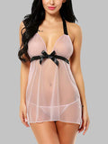 Women's  Sheer Mesh Babydoll Nightdress Set with Matching Thong ( 168 )