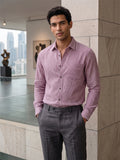 Men’s Pure Cotton Textured Pink Casual Shirt – Regular fit, Full Sleeves