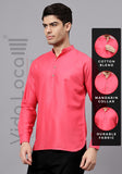 Men's Cotton Blend Slim Fit Short Kurta