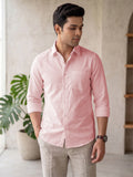 Men Pink Textured Pure Cotton Casual Shirt – Regular Fit