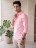 Men Pink Textured Pure Cotton Casual Shirt – Regular Fit