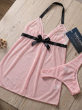 Women's  Sheer Mesh Babydoll Nightdress Set with Matching Thong ( 168 )