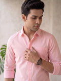 Men Pink Textured Pure Cotton Casual Shirt – Regular Fit