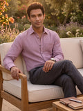 Men’s Pure Cotton Textured Pink Casual Shirt – Regular fit, Full Sleeves